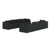 vidaXL 9 Piece Garden Lounge Set with Cushions Poly Rattan Black