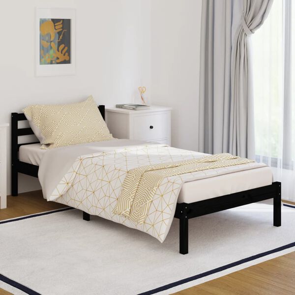 vidaXL Bed Frame without Mattress Solid Wood Pine 90x200cm Black