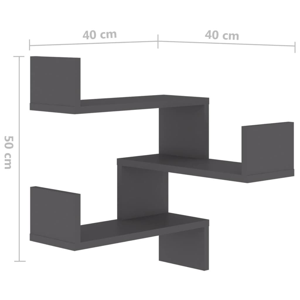 vidaXL Wall Corner Shelf Grey 40x40x50 cm Engineered Wood