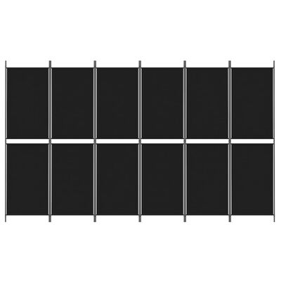 vidaXL 6-Panel Room Divider Black 300x180 cm Fabric, black vidaXL 6-Panel Room Divider Black 300x180 cm Fabric