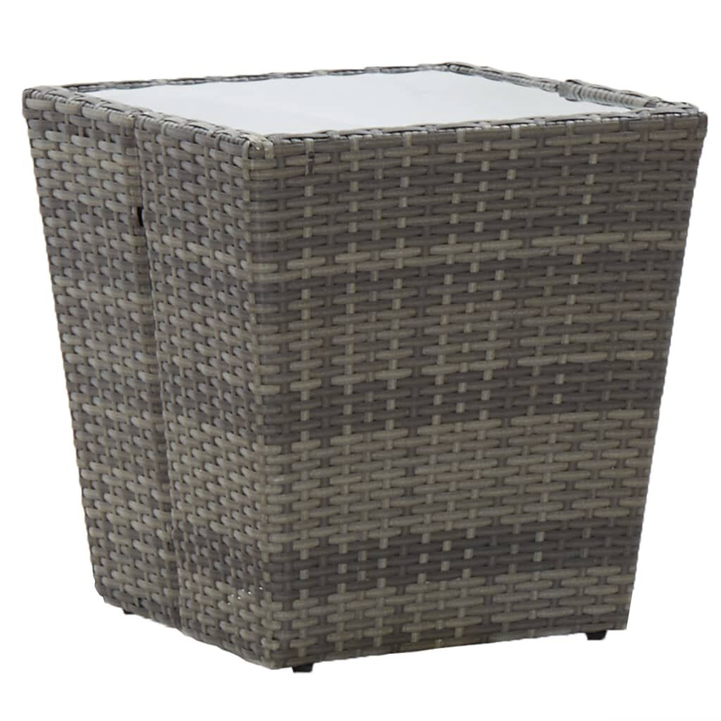 vidaXL 3 Piece Bistro Set Poly Rattan and Tempered Glass Grey