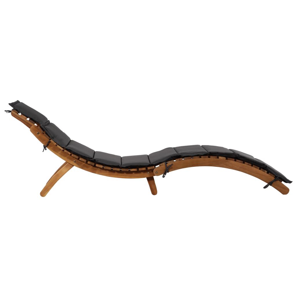 vidaXL Sun Lounger with Cushion Solid Acacia Wood Dark Grey