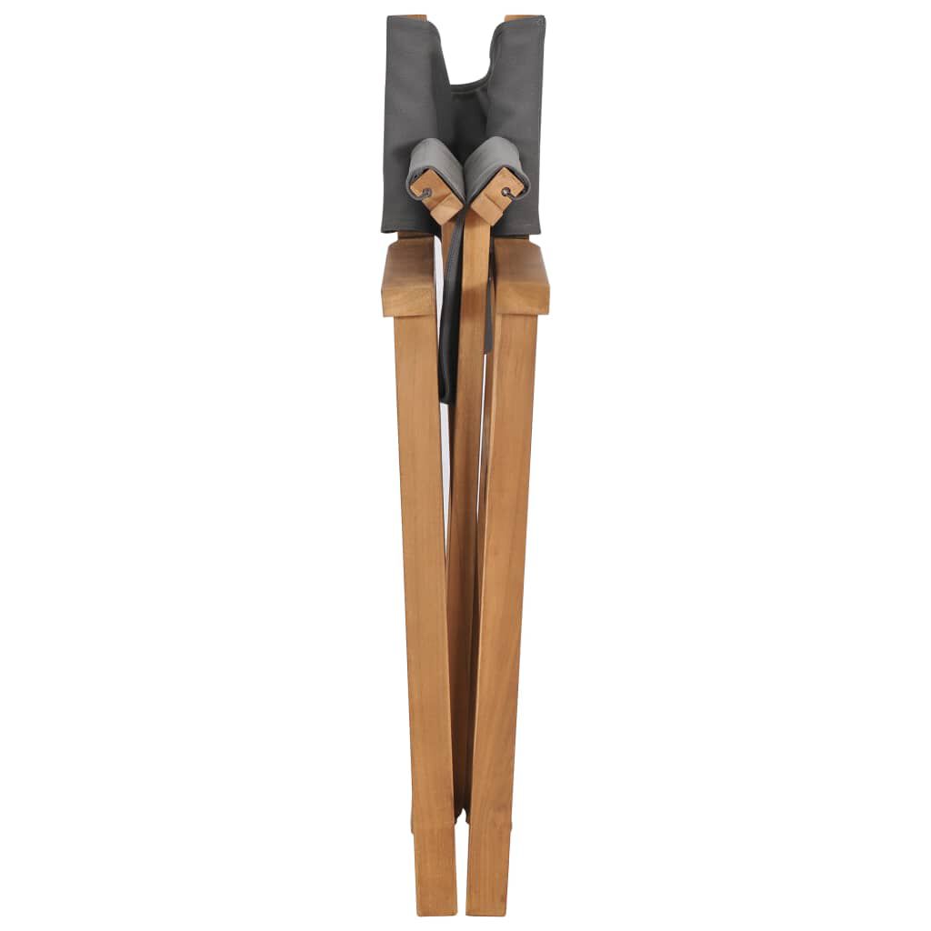 vidaXL Director's Chairs 2 pcs Solid Teak Wood Grey