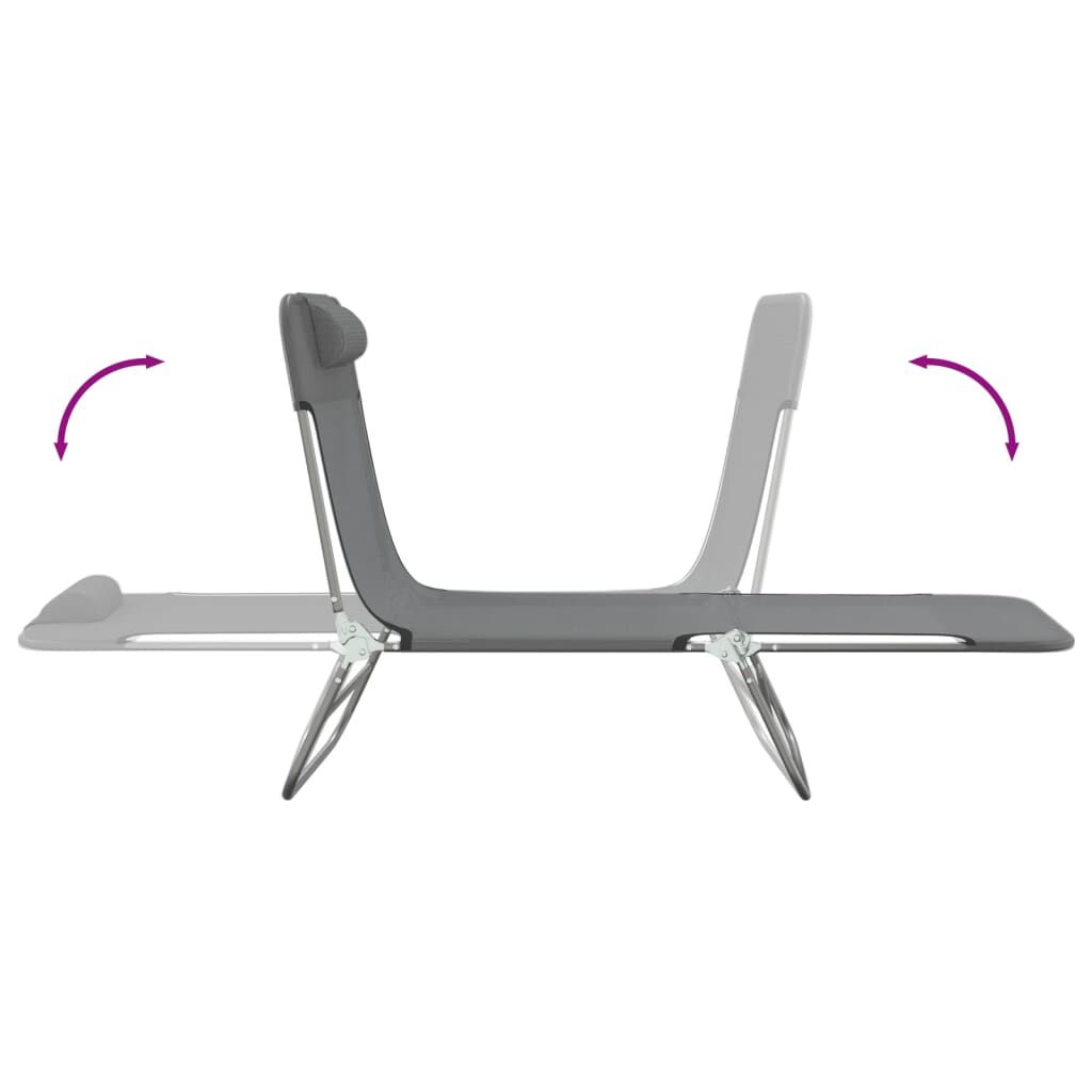 vidaXL Folding Sun Loungers 2 pcs Grey Textilene and Steel