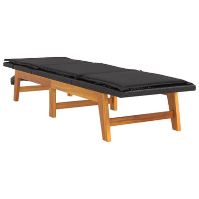 vidaXL Sun Lounger with Table Poly Rattan and Solid Wood Acacia,  vidaXL Sun Lounger with Table Poly Rattan and Solid Wood Acacia