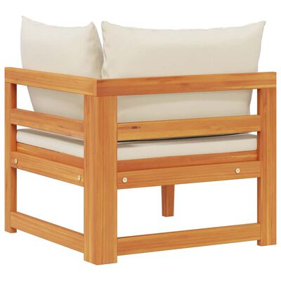 vidaXL Corner Sofa with Cream White Cushions Solid Acacia Wood, cream white vidaXL Corner Sofa with Cream White Cushions Solid Acacia Wood