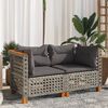 vidaXL Garden Sofas Corner with Cushions 2 pcs Grey Poly Rattan