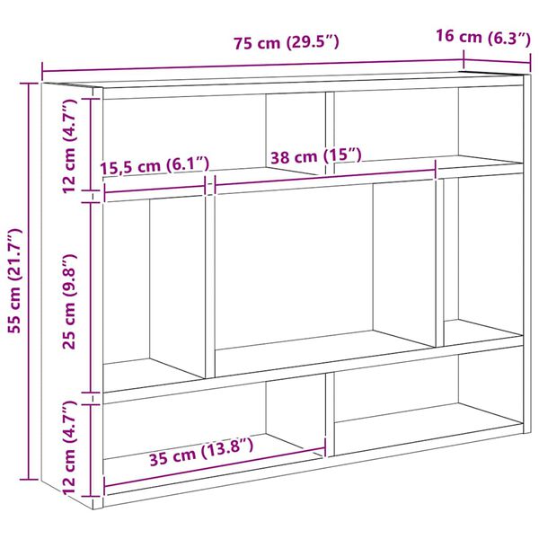 vidaXL Wall Shelf White 75x16x55 cm Engineered Wood