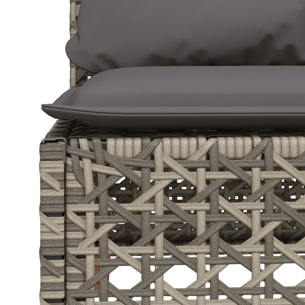 vidaXL Garden Sofa Armless with Cushions Grey Poly Rattan