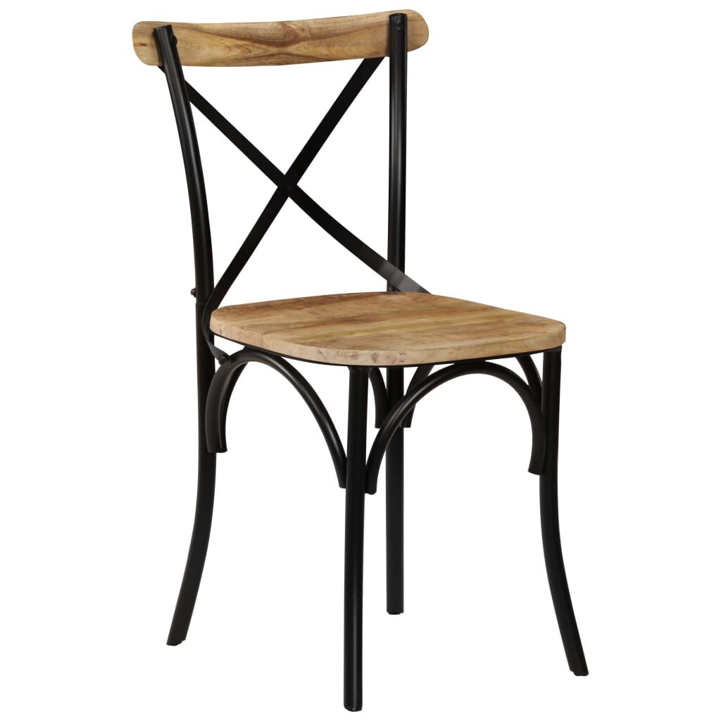 vidaXL Cross Chairs 2 pcs Black Solid Mango Wood