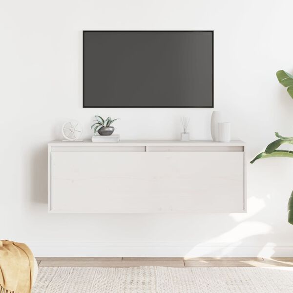 vidaXL Wall Cabinet White 100x30x35 cm Solid Wood Pine