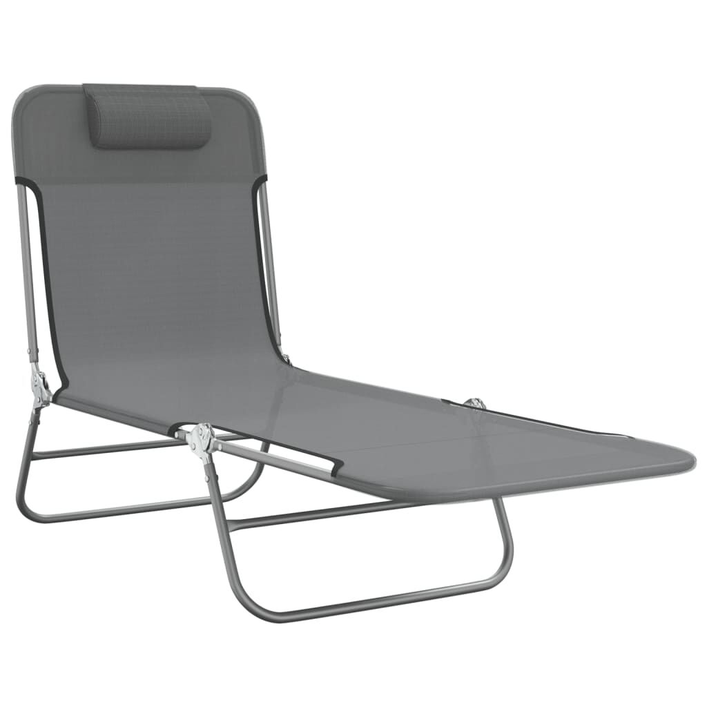 vidaXL Folding Sun Loungers 2 pcs Grey Textilene and Steel