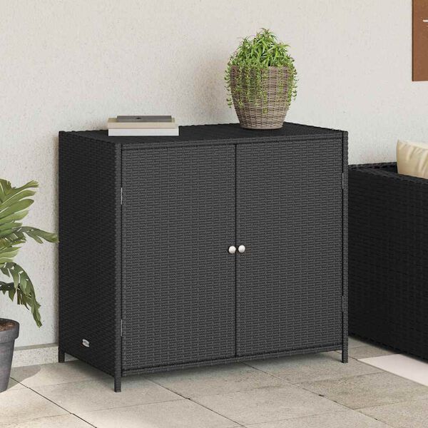 vidaXL Garden Storage Cabinet Black 83x45x76 cm Poly Rattan