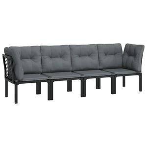 vidaXL 4 Piece Garden Lounge Set Black and Grey Poly Rattan