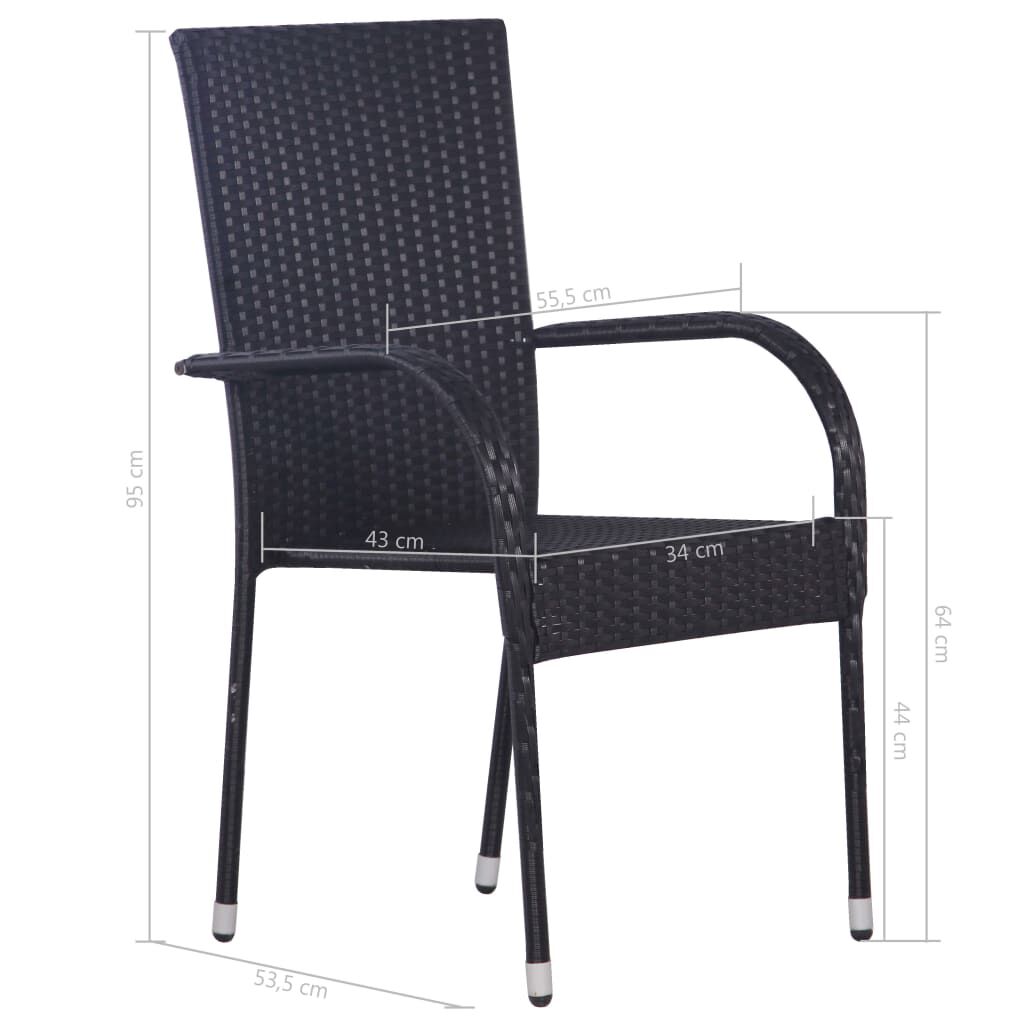 vidaXL 9 Piece Garden Dining Set Poly Rattan Black