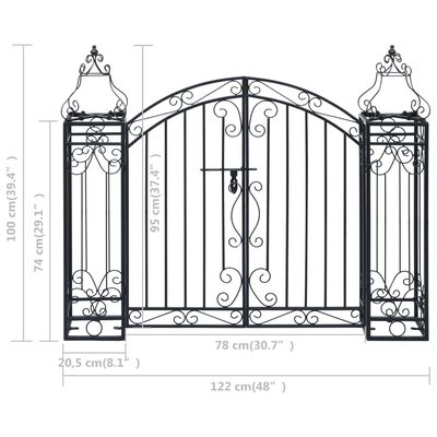 vidaXL Ornamental Garden Gate Wrought Iron 122x20.5x100 cm,  vidaXL Ornamental Garden Gate Wrought Iron 122x20.5x100 cm