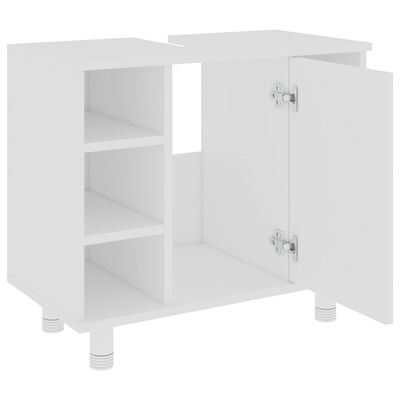 vidaXL 4 Piece Bathroom Furniture Set White Engineered Wood, white vidaXL 4 Piece Bathroom Furniture Set White Engineered Wood