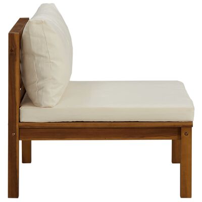 vidaXL 3 Piece Garden Lounge Set with Cream White Cushions Acacia Wood