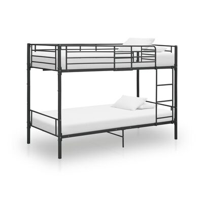 vidaXL Bunk Bed without Mattress Black Metal 90x200cm, black vidaXL Bunk Bed without Mattress Black Metal 90x200cm