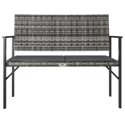 vidaXL 2-Seater Garden Bench with Cushion Grey Poly Rattan