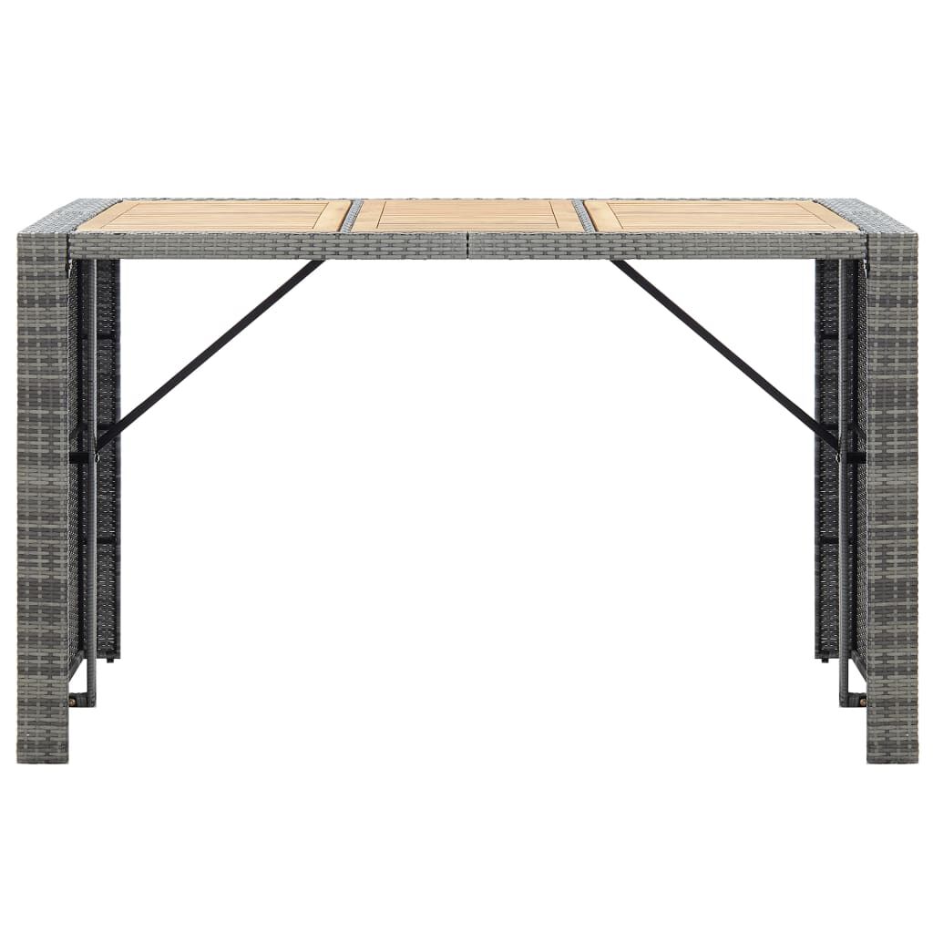 vidaXL 7 Piece Outdoor Bar Set with Cushions Poly Rattan Grey