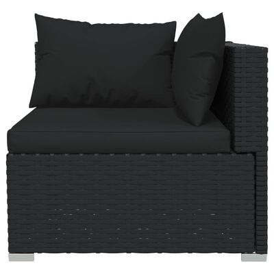 vidaXL 7 Piece Garden Lounge Set with Cushions Poly Rattan Black, black vidaXL 7 Piece Garden Lounge Set with Cushions Poly Rattan Black