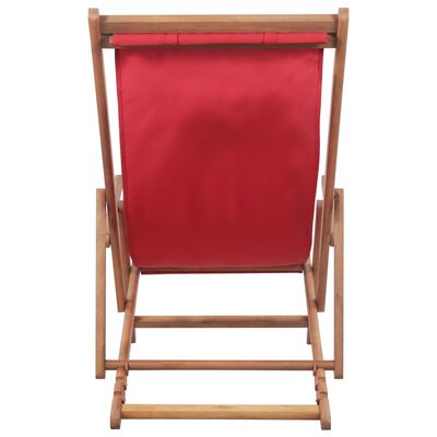 vidaXL Folding Beach Chair Fabric and Wooden Frame Red, red vidaXL Folding Beach Chair Fabric and Wooden Frame Red