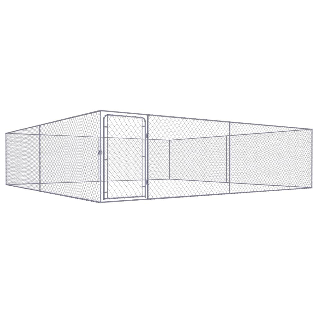vidaXL Outdoor Dog Kennel Galvanised Steel 4x4x1 m