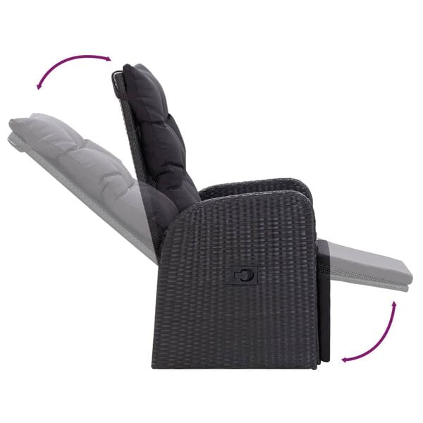 vidaXL 7 Piece Garden Dining Set with Cushions Black