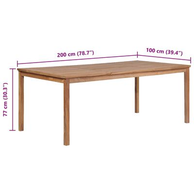 vidaXL Garden Table 200x100x77 cm Solid Teak Wood,  vidaXL Garden Table 200x100x77 cm Solid Teak Wood