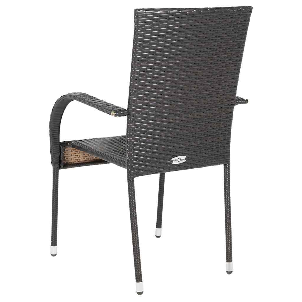 vidaXL Stackable Outdoor Chairs 2 pcs Poly Rattan Brown