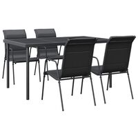 vidaXL 5 Piece Garden Dining Set Black Steel and Textilene,  vidaXL 5 Piece Garden Dining Set Black Steel and Textilene