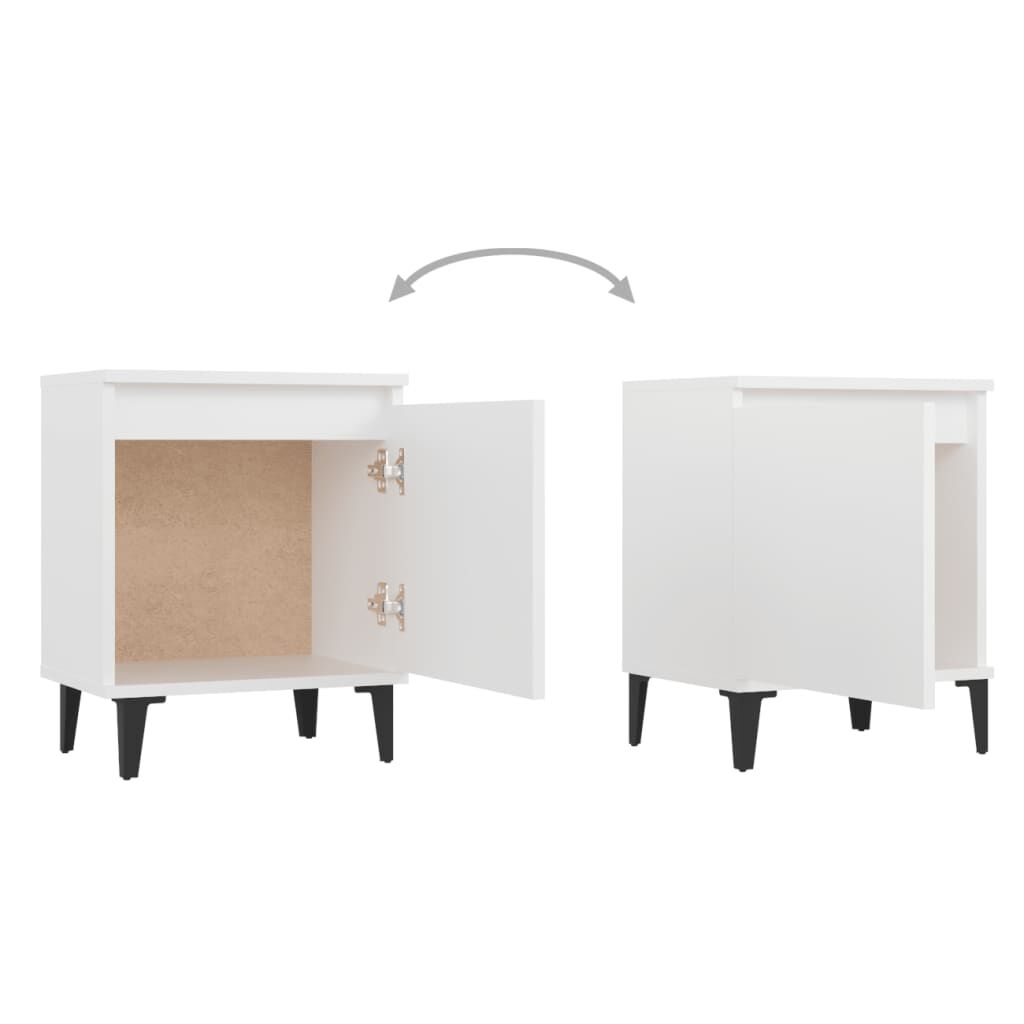 vidaXL Bed Cabinet with Metal Legs White 40x30x50 cm
