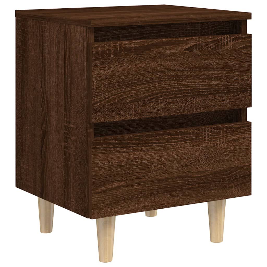 vidaXL Bed Cabinets with Solid Wood Legs 2 pcs Brown Oak 40x35x50 cm