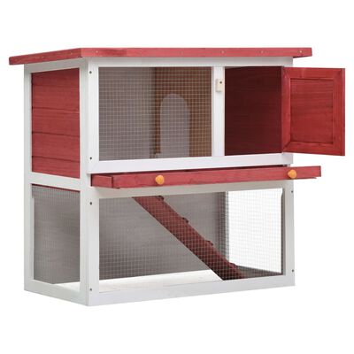 vidaXL Outdoor Rabbit Hutch 1 Door Red Wood, red vidaXL Outdoor Rabbit Hutch 1 Door Red Wood