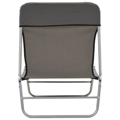 vidaXL Folding Sun Loungers 2 pcs Steel and Fabric Grey, grey vidaXL Folding Sun Loungers 2 pcs Steel and Fabric Grey
