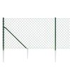 vidaXL Chain Link Fence with Spike Anchors Green 0.8x10 m