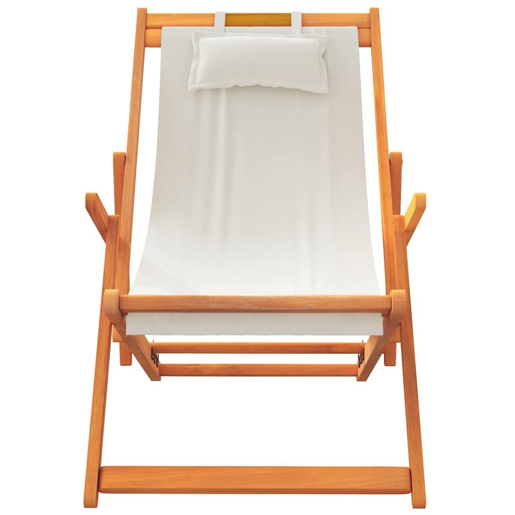 vidaXL Folding Beach Chairs 2 pcs Cream Fabric