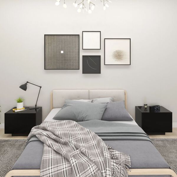 vidaXL Bedside Cabinet Black 100x35x40 cm Engineered Wood