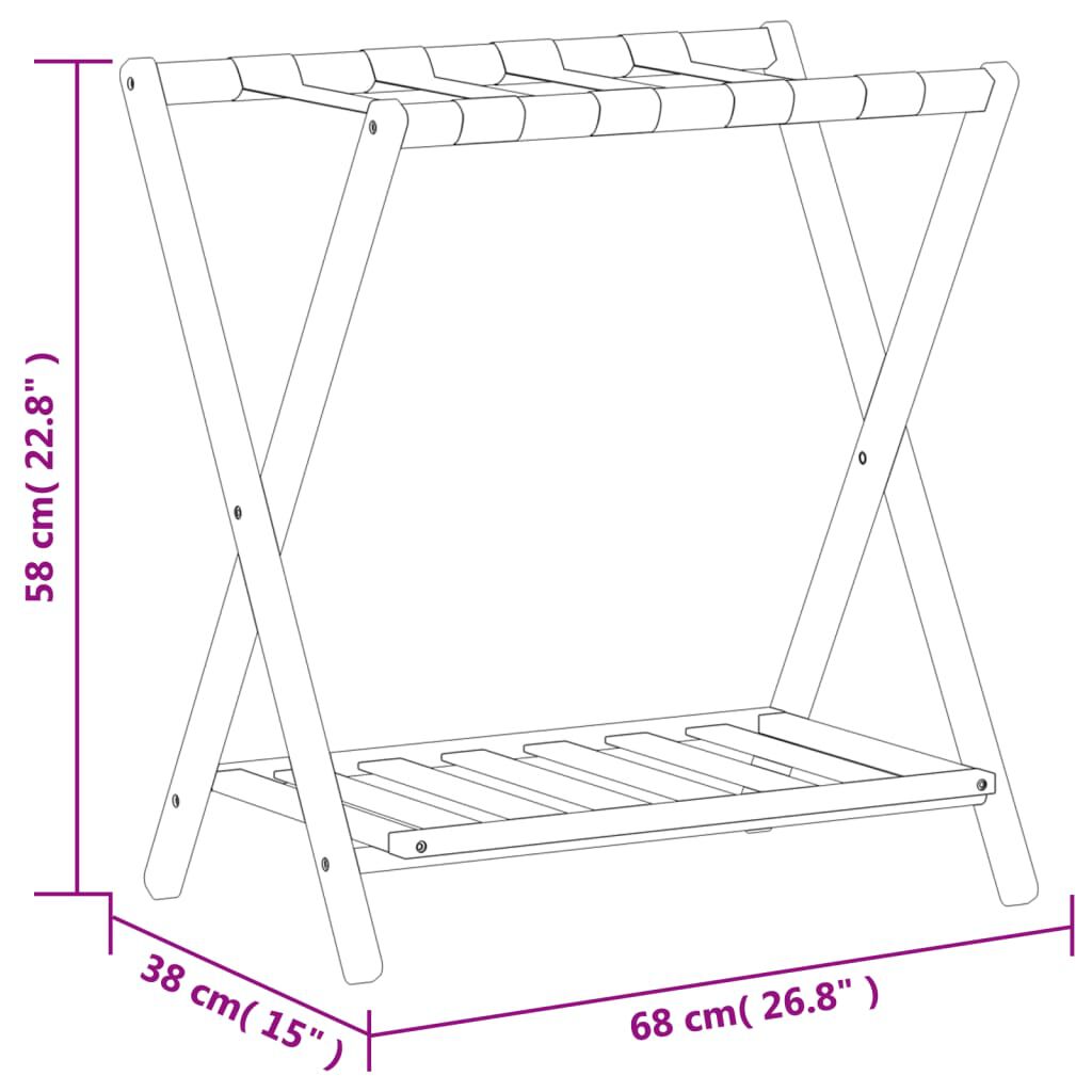vidaXL Luggage Rack Black 68x38x58 cm Bamboo