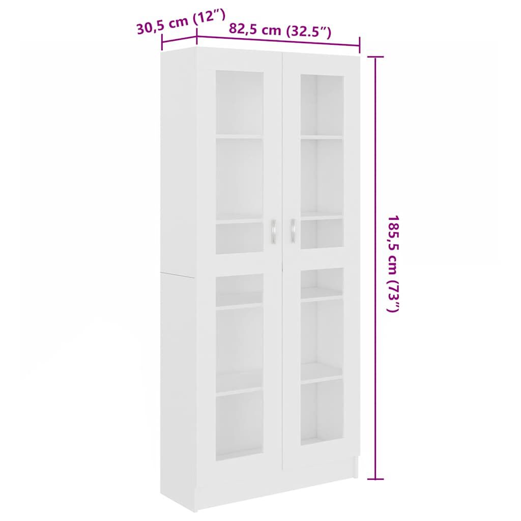 vidaXL Vitrine Cabinet White 82.5x30.5x185.5 cm Engineered Wood