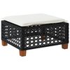 vidaXL Garden Stool with Cushion Black 63.5x56x32 cm Poly Rattan