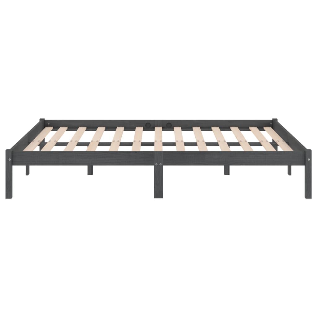 vidaXL Bed Frame without Mattress Grey Solid Wood Super King Size