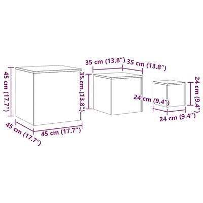 vidaXL Side Tables 3 pcs Black Engineered Wood, black vidaXL Side Tables 3 pcs Black Engineered Wood