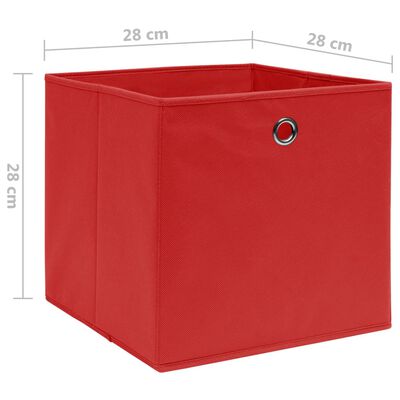 vidaXL Storage Boxes 4 pcs Non-woven Fabric 28x28x28 cm Red, red vidaXL Storage Boxes 4 pcs Non-woven Fabric 28x28x28 cm Red