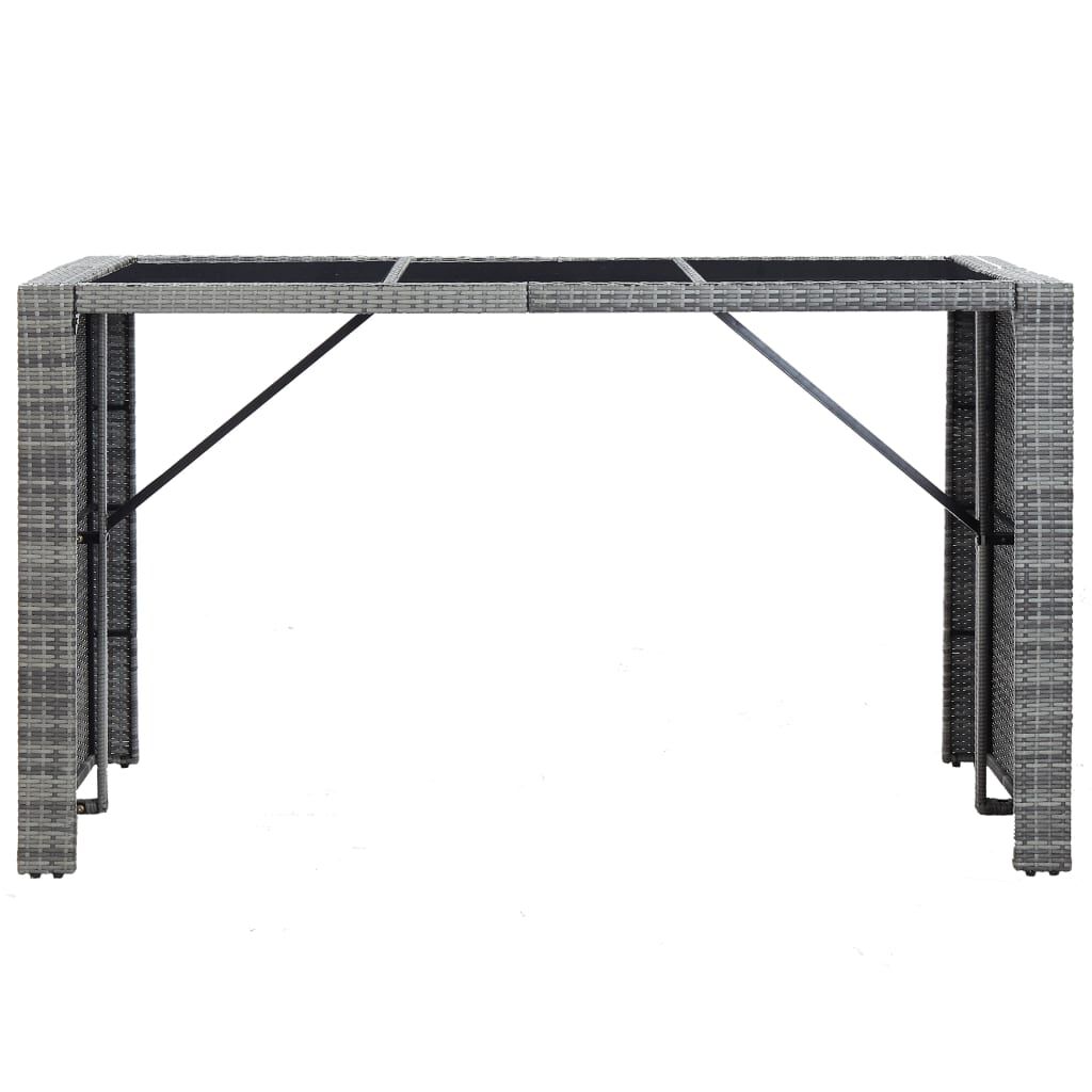 vidaXL 7 Piece Garden Bar Set with Cushions Poly Rattan Grey