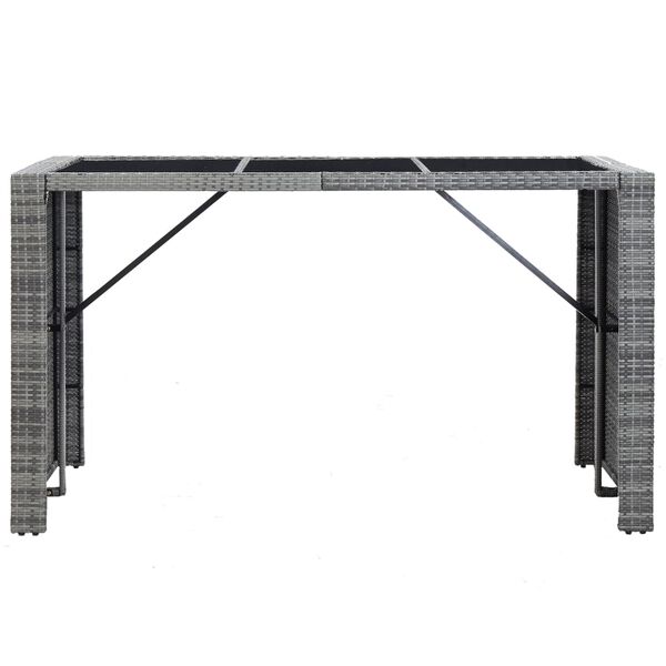 vidaXL 7 Piece Garden Bar Set with Cushions Poly Rattan Grey