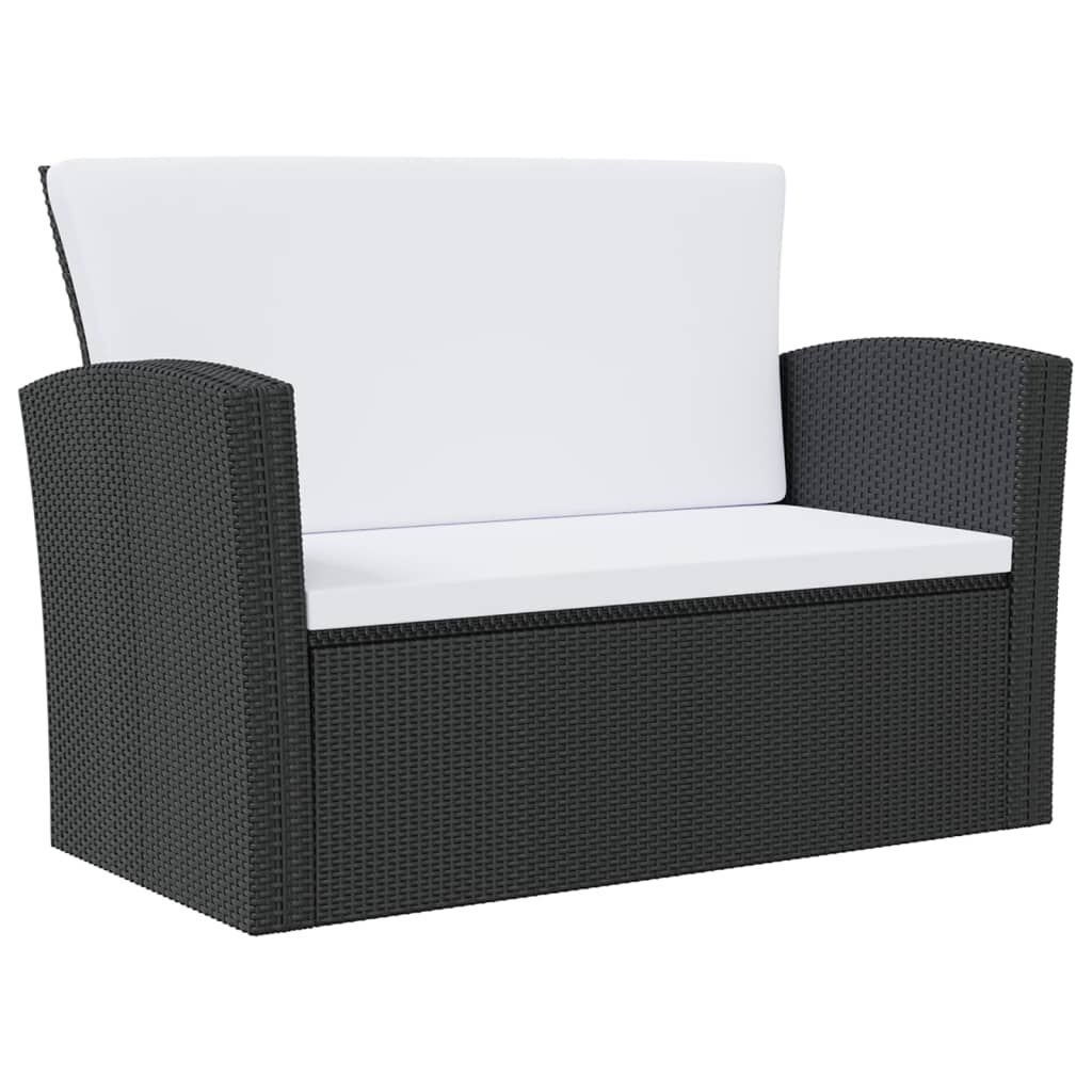 vidaXL 16 Piece Garden Lounge Set with Cushions Poly Rattan Black