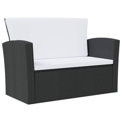 vidaXL 16 Piece Garden Lounge Set with Cushions Poly Rattan Black, black vidaXL 16 Piece Garden Lounge Set with Cushions Poly Rattan Black