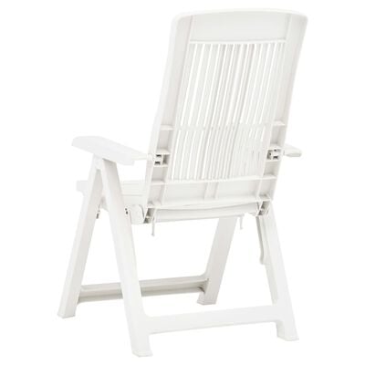 vidaXL Garden Reclining Chairs 2 pcs Plastic White, white vidaXL Garden Reclining Chairs 2 pcs Plastic White